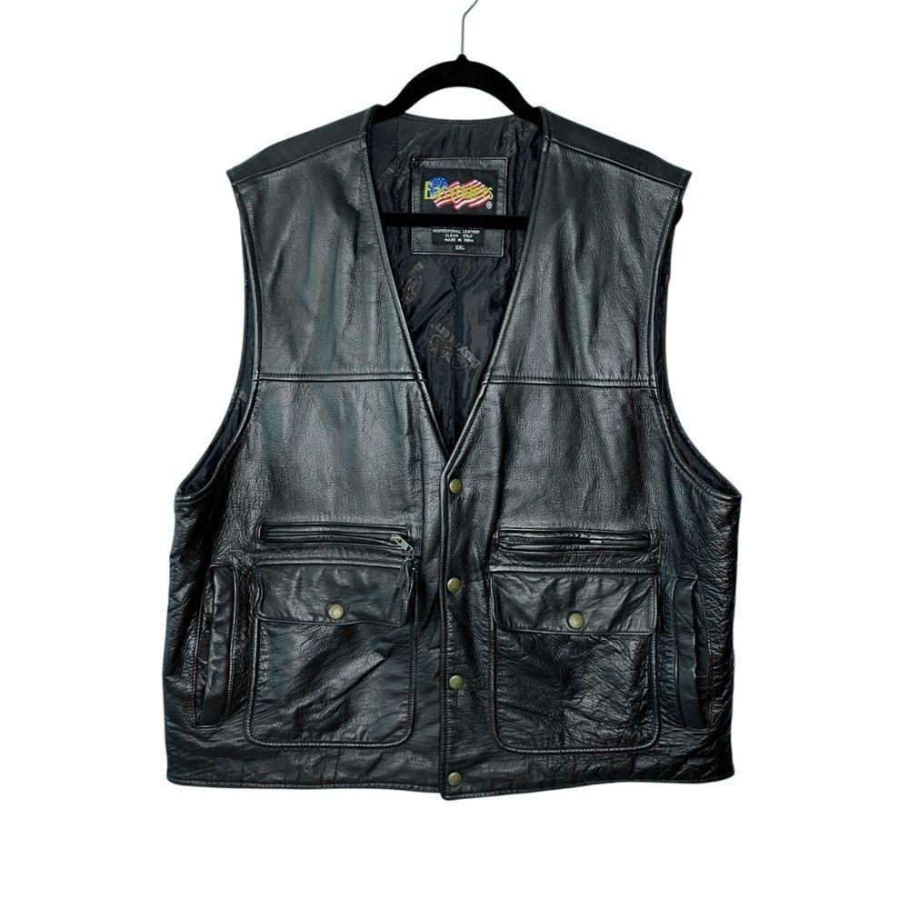Easy Riders XXL Vintage Leather Riding Vest with Harley Davidson Patch